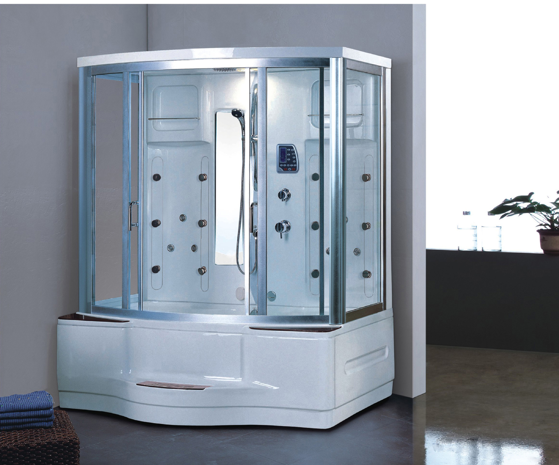 good quality double person capacity steam shower room whirlpool jacuzzi tub can add the TV with wifi