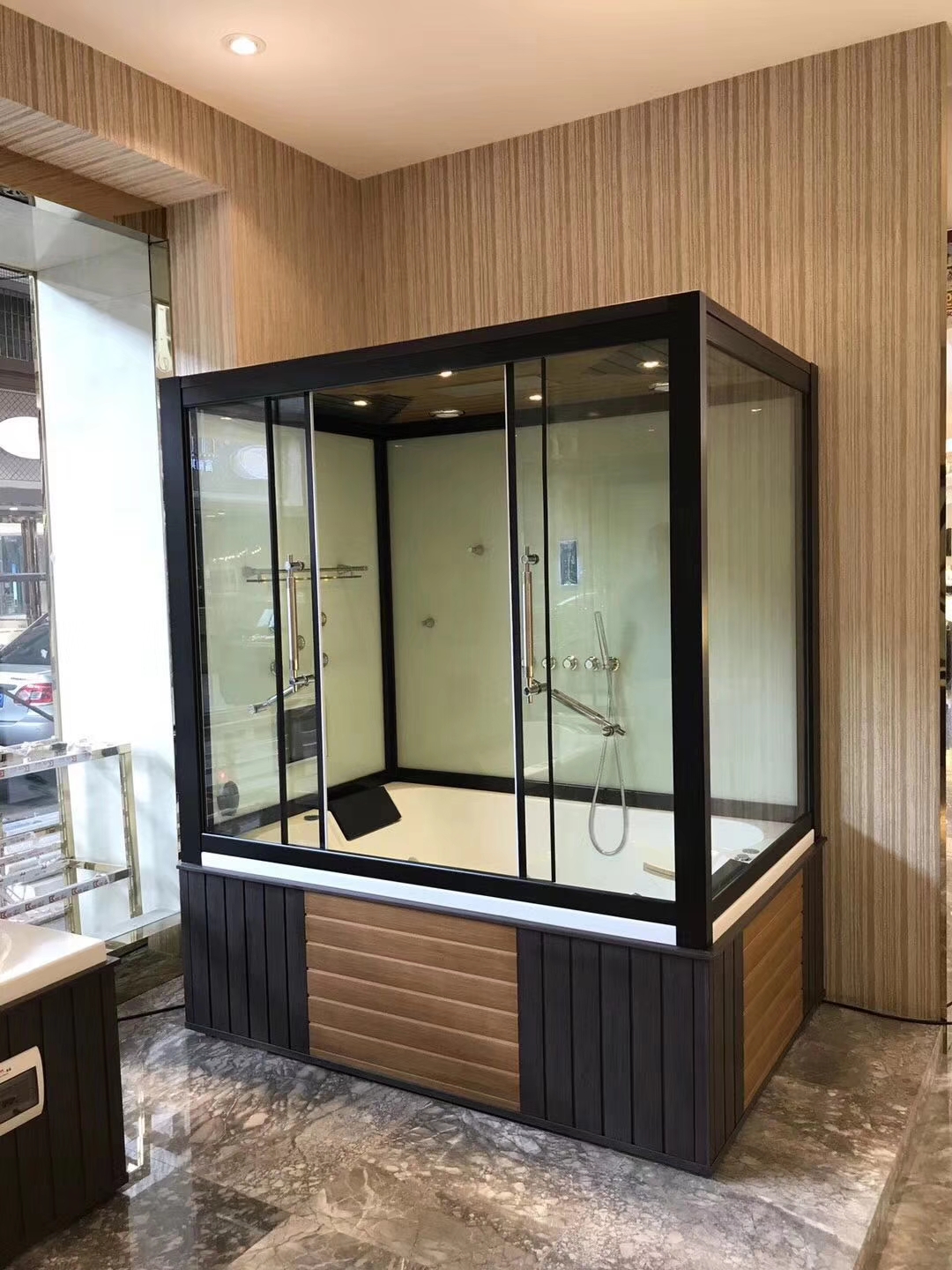 Multi-functional larger luxury steam room shower cabin bathtub with 6/8 mm tempered glass steam shower bath cabin